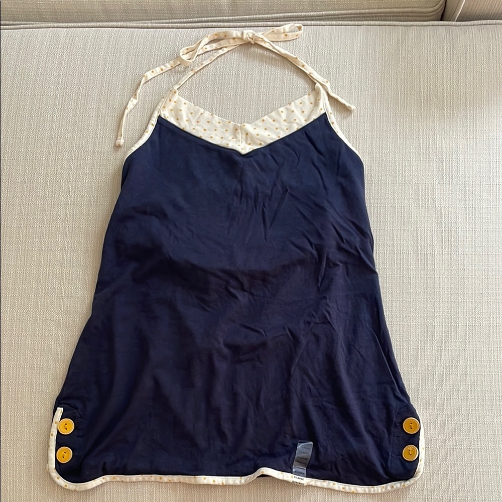 Fossil Navy and Cream Halter Top with Button Accents